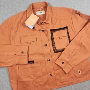 Wondery Outdoors Shirt Womens Large Coral Ryan Jacket Shacket  Cargo Boxy NEW